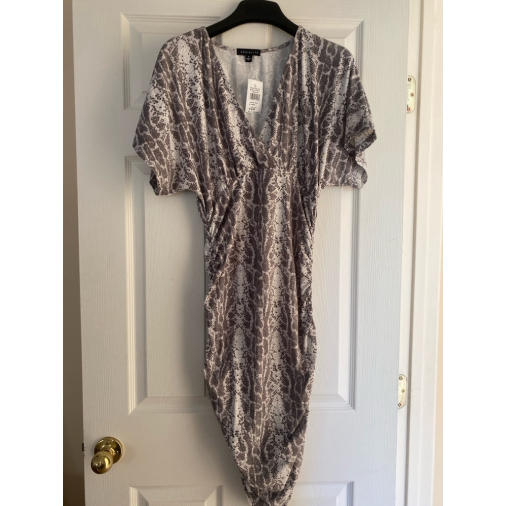 Women's Socialite Dress, Size M, Grey and White